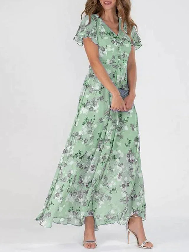 Elegancka Sukienka Midi w Kwiaty