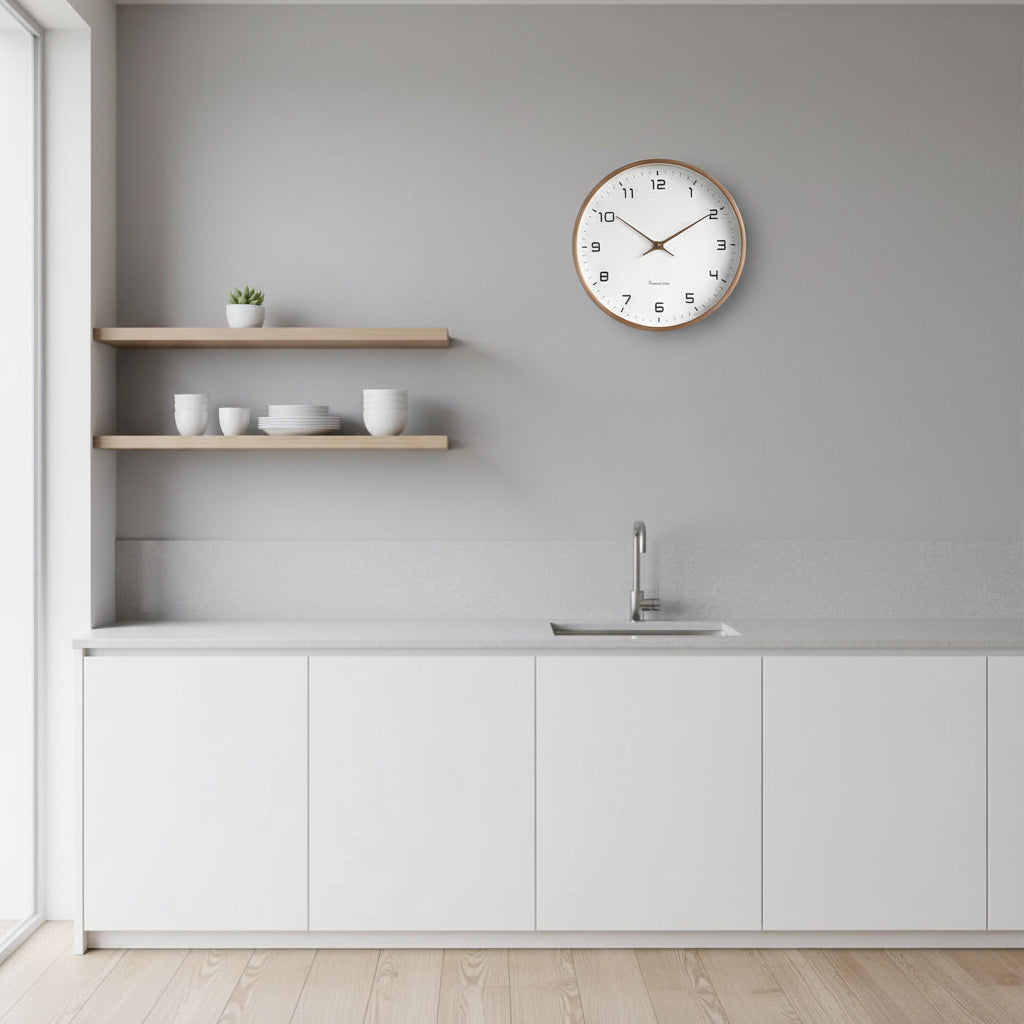 Skandynawski Drewniany Zegar Ścienny o Minimalistycznym Designie