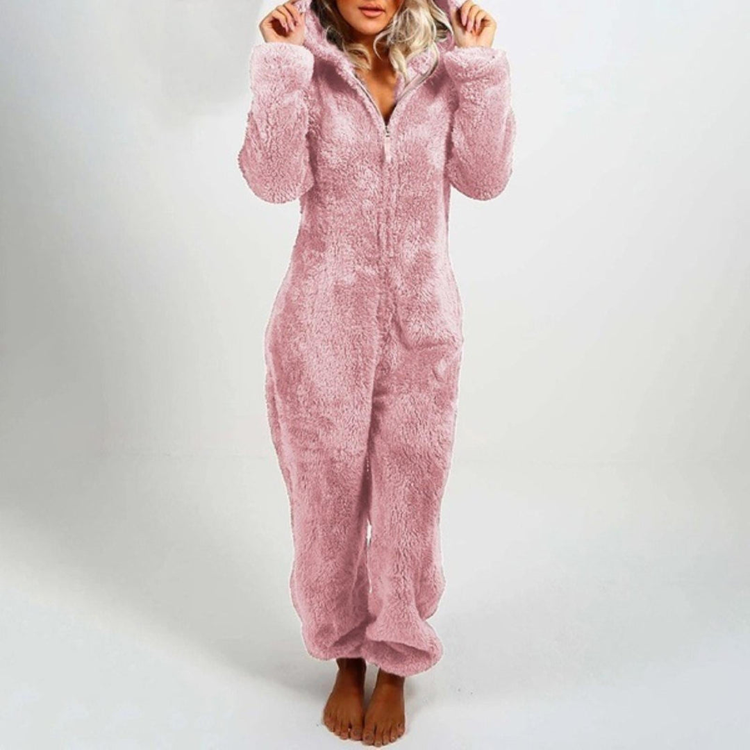 Elegancki Długi Fleece Overall z Kapturem