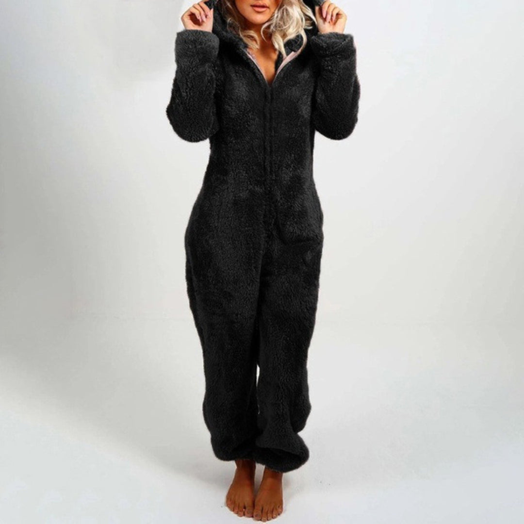 Elegancki Długi Fleece Overall z Kapturem