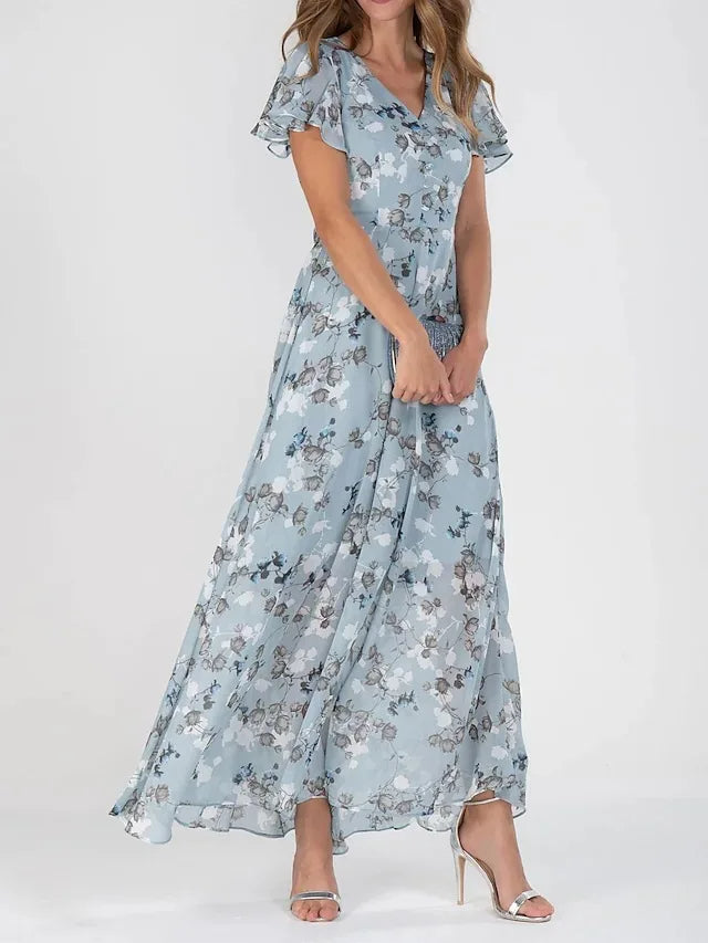 Elegancka Sukienka Midi w Kwiaty