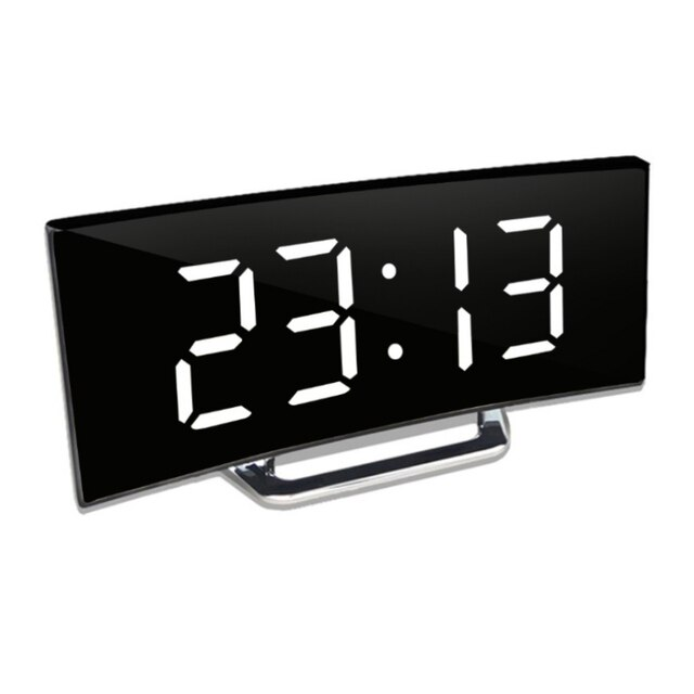 Cyfrowy zegar alarmowy LED z lustrem | Automatyczne przyciemnianie, bez olśnienia