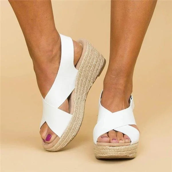 Espadryle Damskie | Ortopedyczny Obcas Koturnowy | Elastyczny Pasek Krzyżowy
