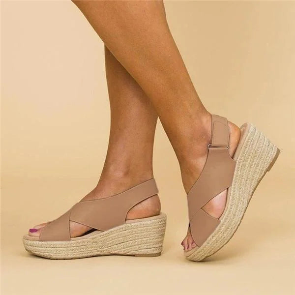 Espadryle Damskie | Ortopedyczny Obcas Koturnowy | Elastyczny Pasek Krzyżowy