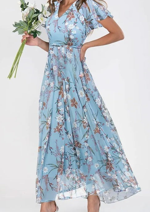 Elegancka Sukienka Midi w Kwiaty