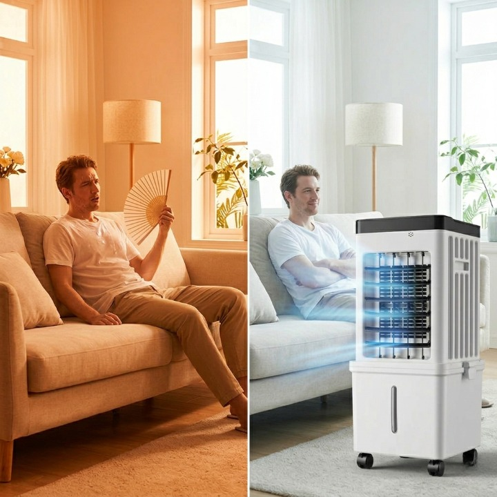 3-w-1 Klimatyzator z 15L zbiornikiem na wodę – Chłodzi, Nawilża i Oczyszcza