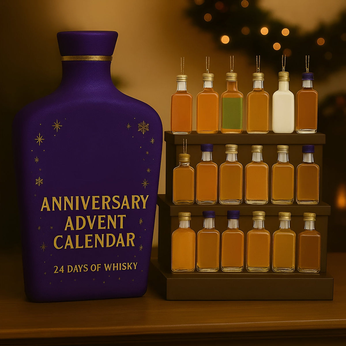 Dorosły Kalendarz Adwentowy na Boże Narodzenie z Dekoracjami Whisky
