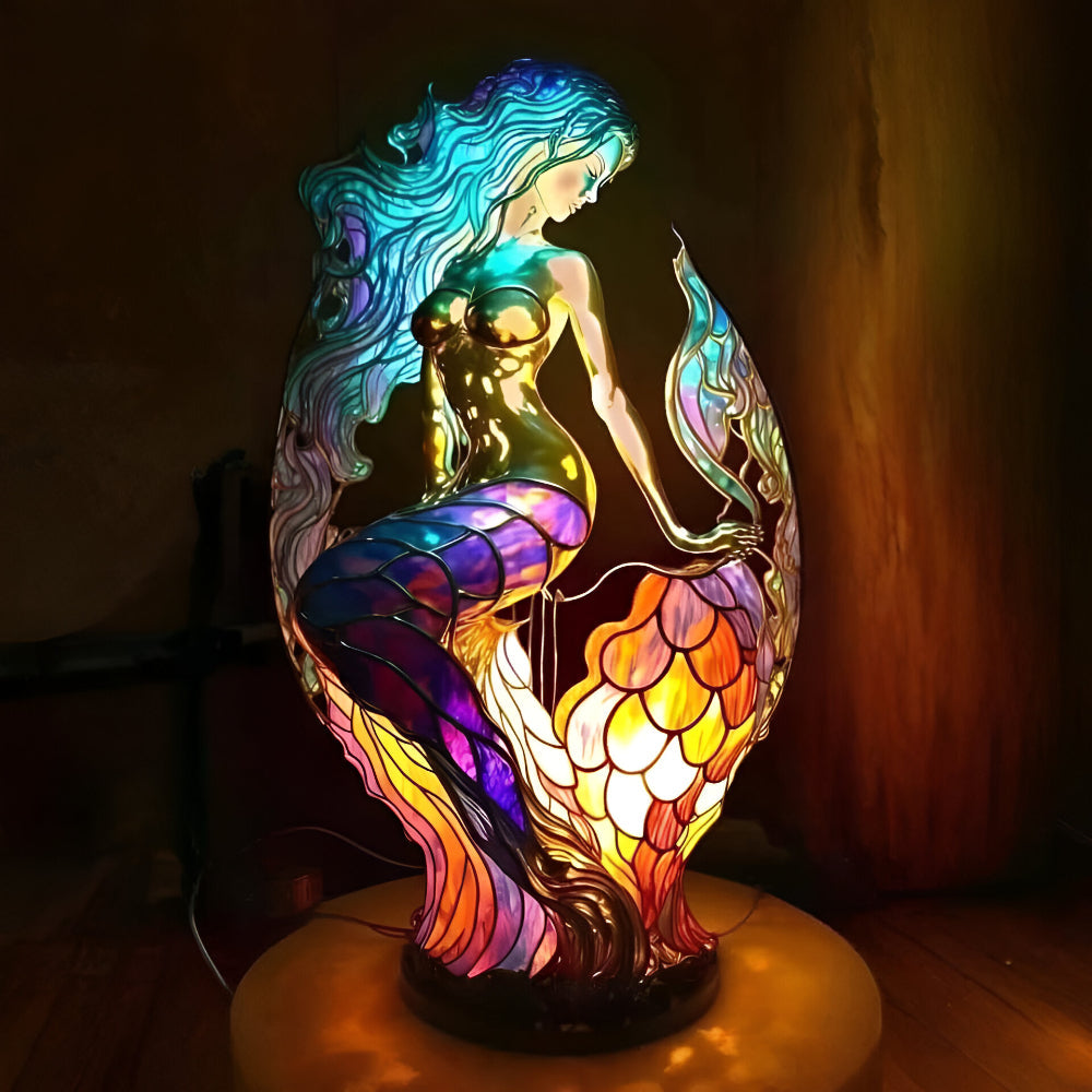 Lampa Stołowa Witrażowa z Motywem Zwierząt