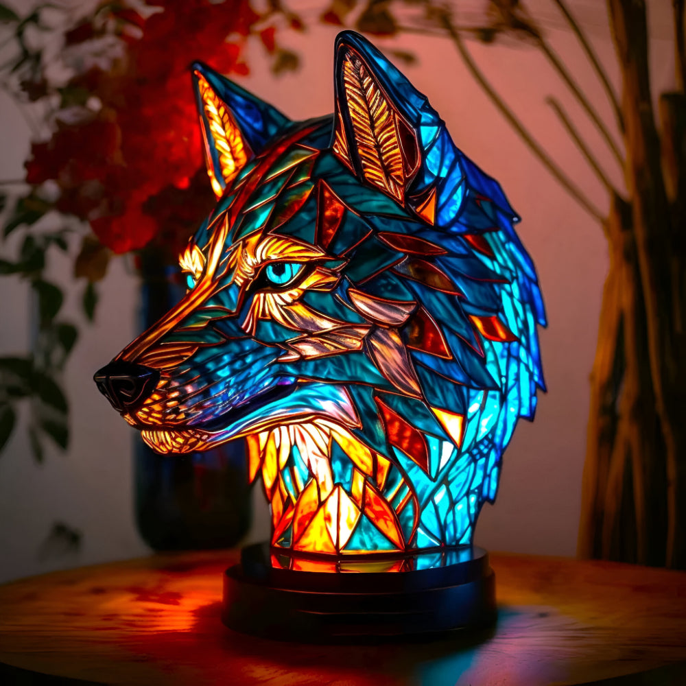 Lampa Stołowa Witrażowa z Motywem Zwierząt