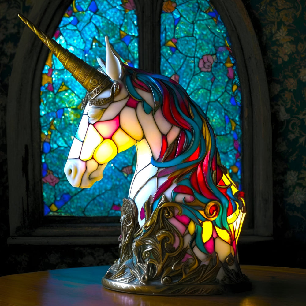 Lampa Stołowa Witrażowa z Motywem Zwierząt