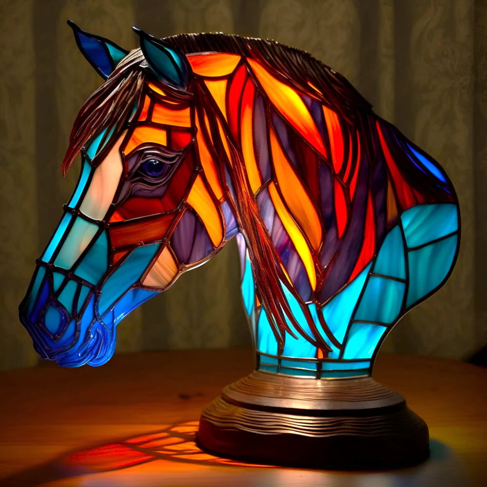 Lampa Stołowa Witrażowa z Motywem Zwierząt