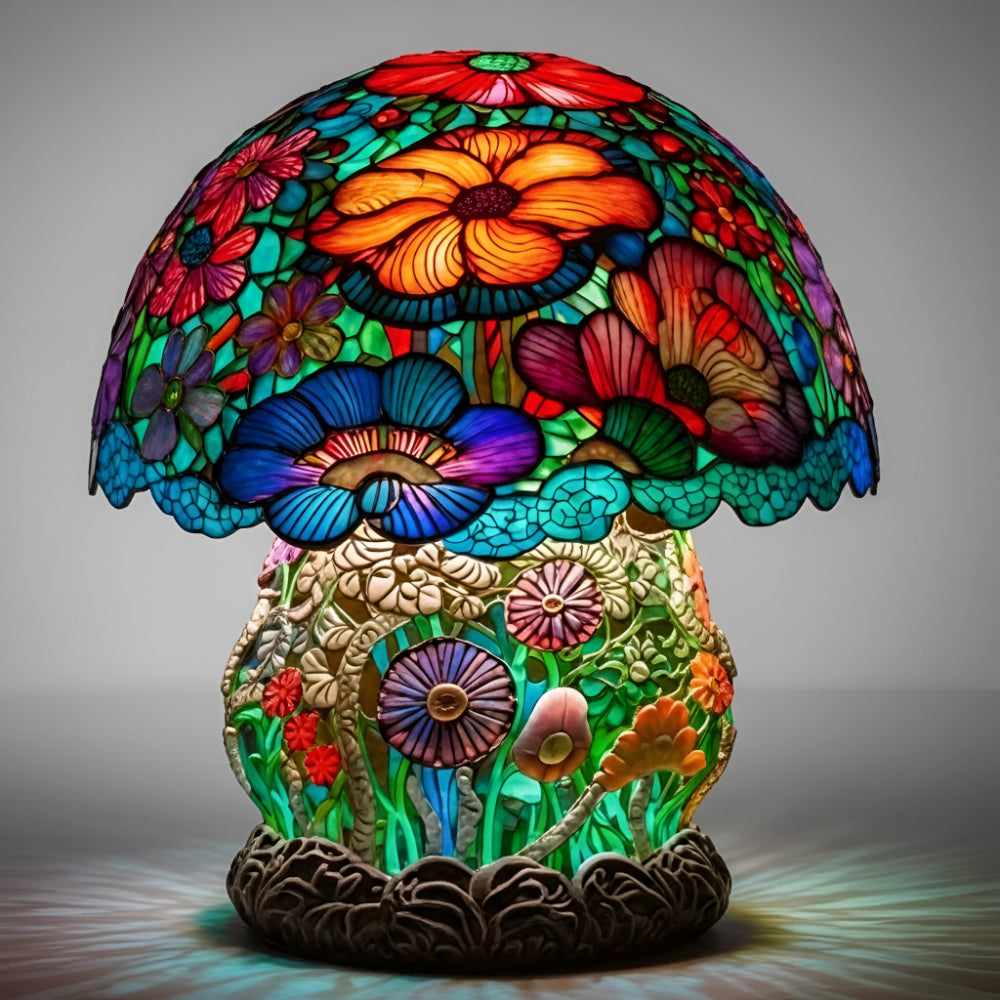 Dekoracyjna Lampa Stołowa LED z Witrażem o Artystycznym Designie