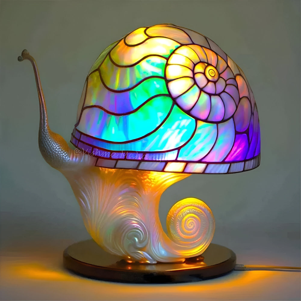 Dekoracyjna Lampa Stołowa LED z Witrażem o Artystycznym Designie