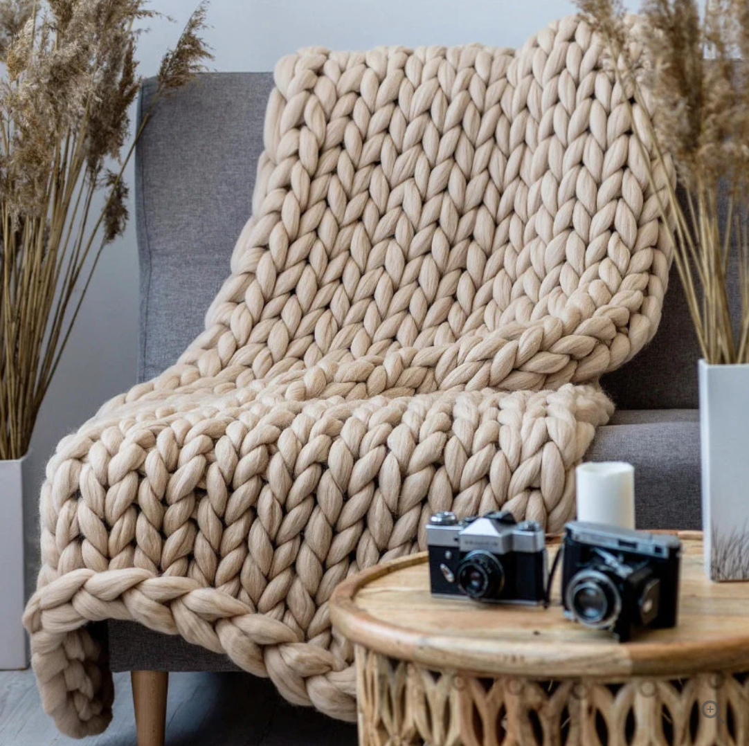 Premium Wełniany Koc Merino – Przytulny i Luksusowy – Ponadczasowa Jakość