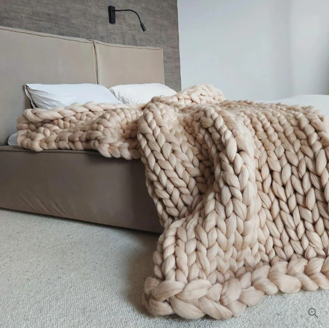 Premium Wełniany Koc Merino – Przytulny i Luksusowy – Ponadczasowa Jakość