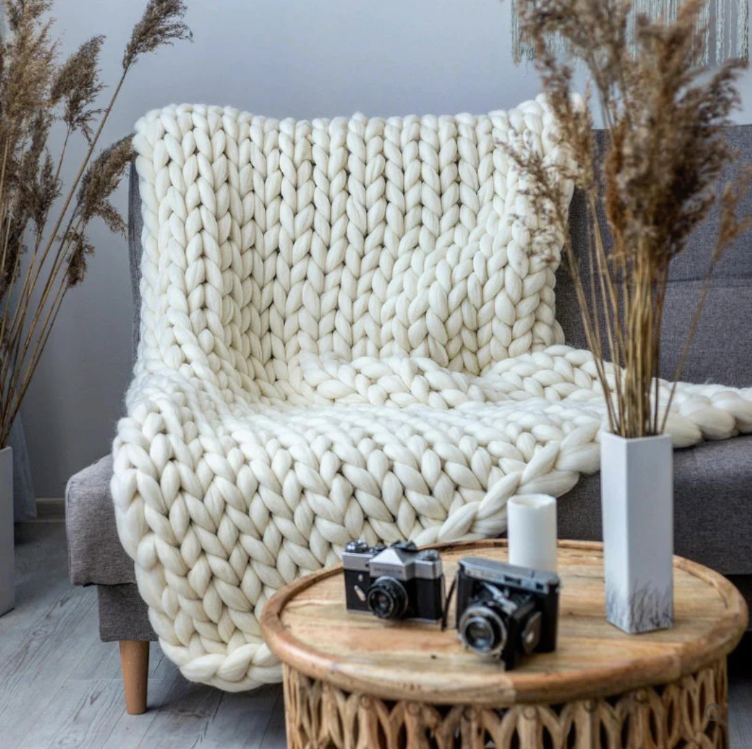 Premium Wełniany Koc Merino – Przytulny i Luksusowy – Ponadczasowa Jakość