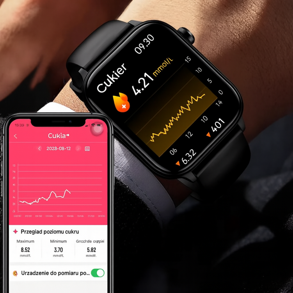 Inteligentny zegarek fitness z monitorowaniem zdrowia, śledzeniem tętna, krokomierzem i GPS
