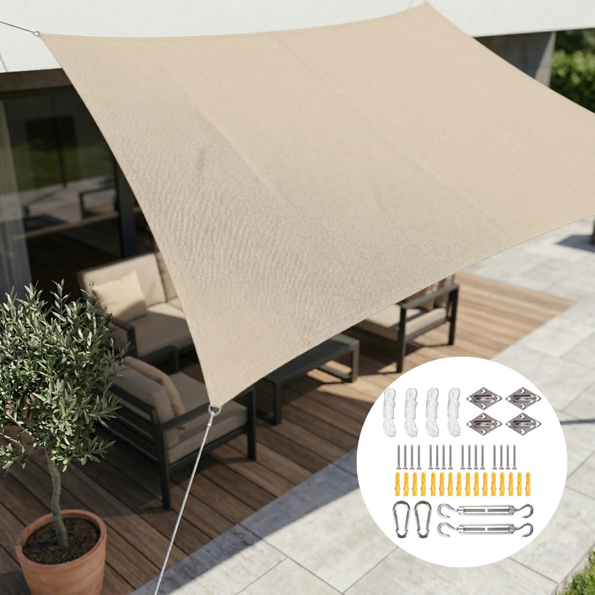 Prostokątny Wodoodporny Parasol | Tkanina Zewnętrzna | Ochrona UV