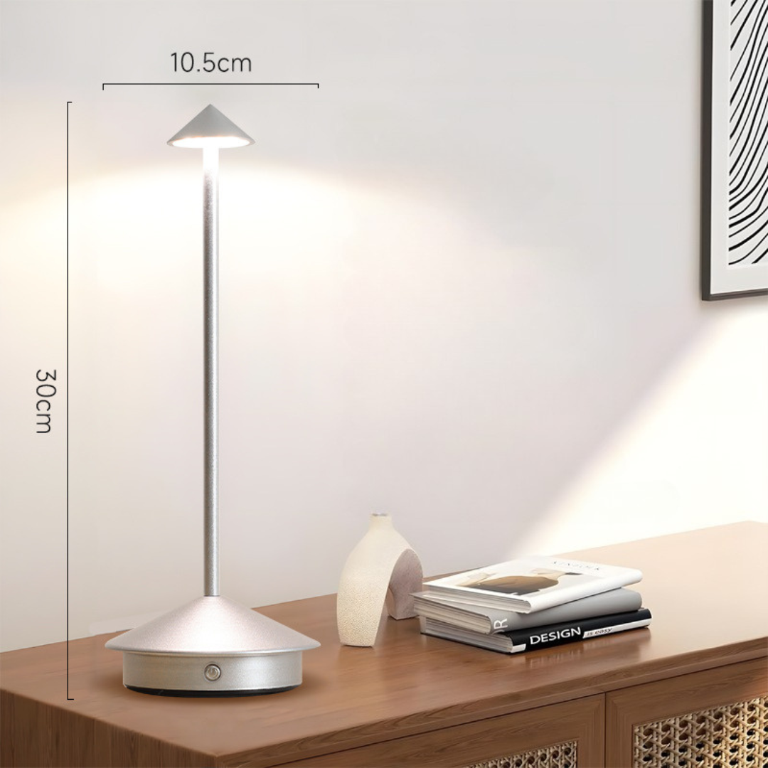 Lampa stołowa | Bezprzewodowy design | Dotykowy przycisk ściemniacza i ładowanie USB