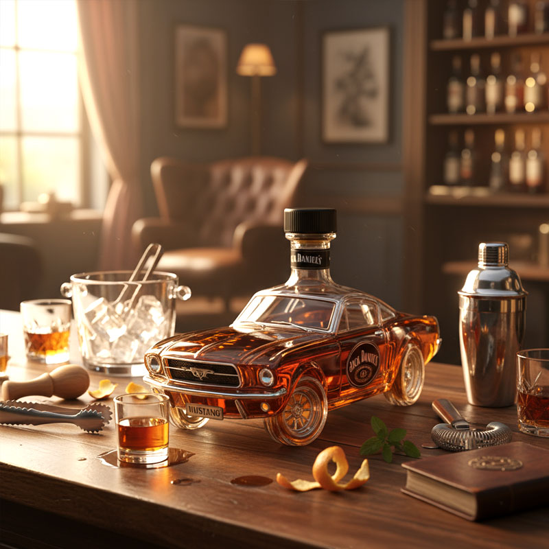 Butelka Whiskey | Dekanter inspirowany Mustangiem | Złożony design szklany | Idealny do domowego baru