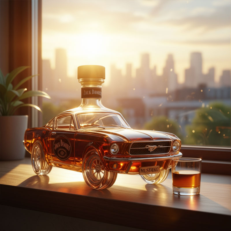 Butelka Whiskey | Dekanter inspirowany Mustangiem | Złożony design szklany | Idealny do domowego baru