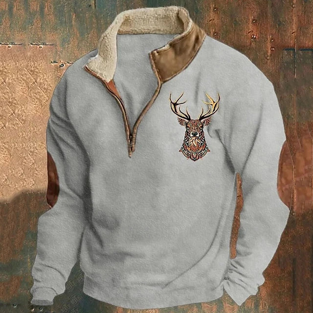 Stylowy Męski Sweter z Eleganckim Wzorem Jelenia