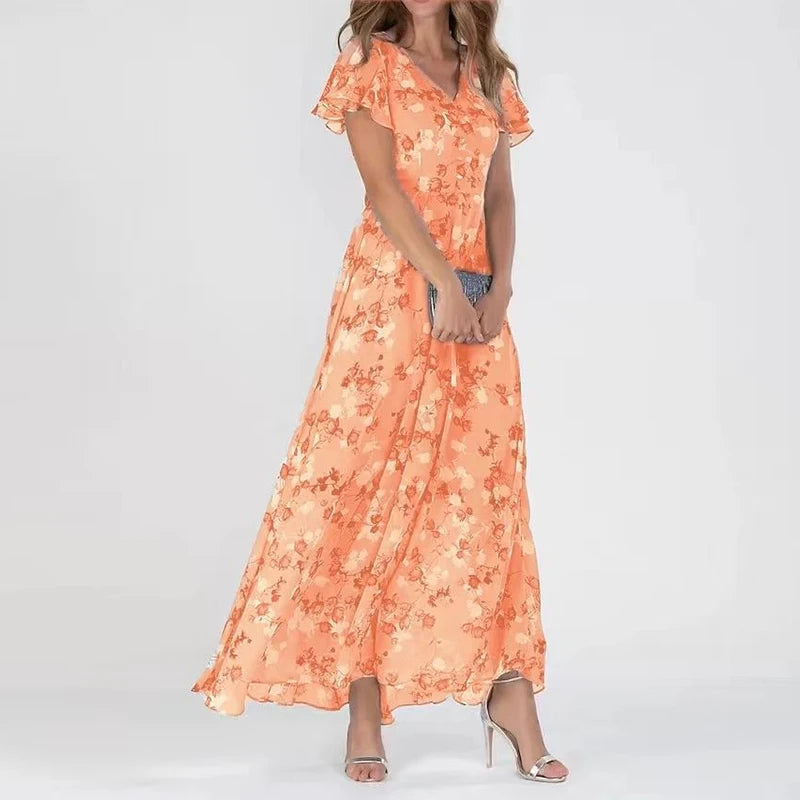 Elegancka Sukienka Midi w Kwiaty