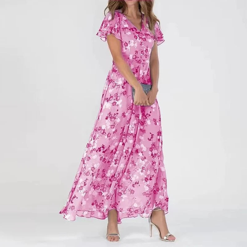 Elegancka Sukienka Midi w Kwiaty