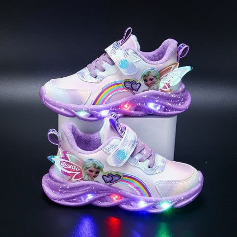 Kolorowe Sneakersy z Brokatem - Buty z Podświetleniem dla Młodych Odkrywców