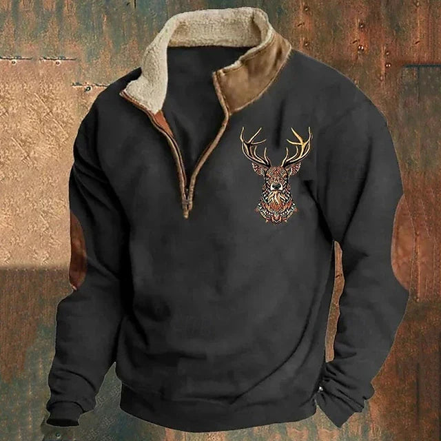Stylowy Męski Sweter z Eleganckim Wzorem Jelenia